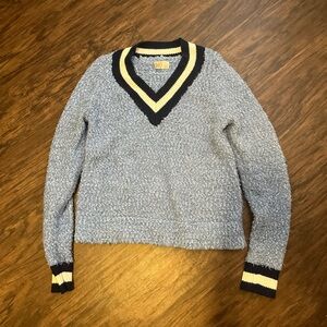 SO Blue V-Neck Sweater with Sporty Trim